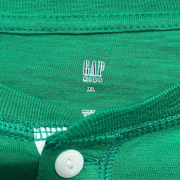 Kids Green, White & Yellow Colorblock Stripe Henley Longsleeve T-Shirt | Gap NWT - Picture 6 of 9